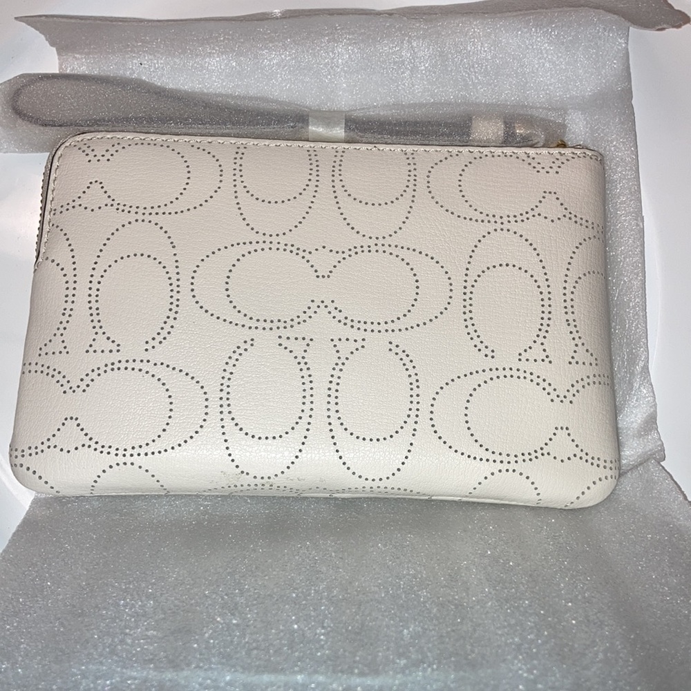 Coach Signature Leather Corner Zip Wristlet - Picture 2 of 4